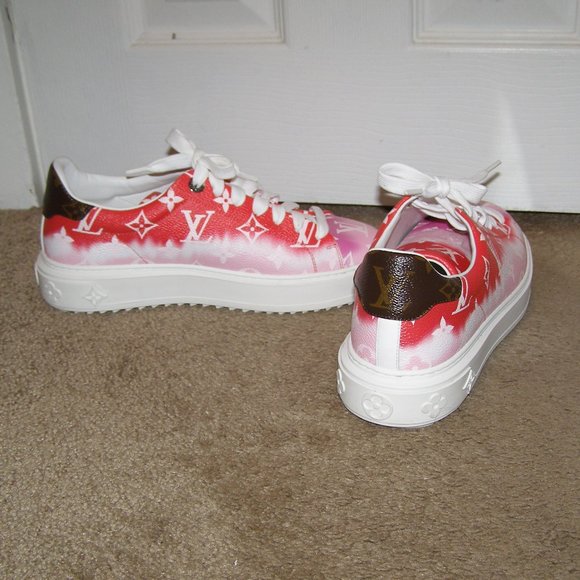 🔥 size 8.5/39 Authentic Louis Vuitton Time Out sneaker Red and Pink - Picture 9 of 16